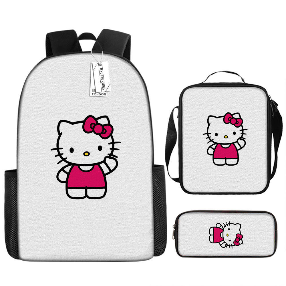 New Hot Selling Cute Kitty Cat schoolbag Backpack Girls' Backpack KT Cat Lunch Bag Three piece backpack set