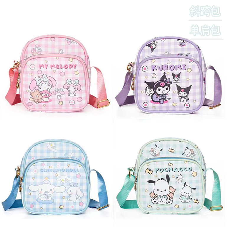 anime Kawaii Cinnamon Kuromi My Melody Pu Waterproof Sling Shoulder Bag Storage Small Portable fashion kids Square Bag