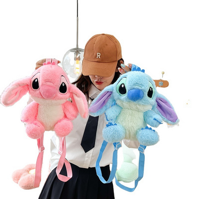 25cm Stitch Backpacks Stuffed Plush Dolls Cartoon Cute Blue Lilo & Stitch Plush Backpack Bag