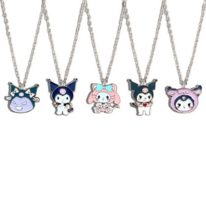 Kawaii Kuromi mymelody Cinnamoroll kitty anime Girl Friend Necklace Student Gift Collar Chain Couple Pendant Jewelry