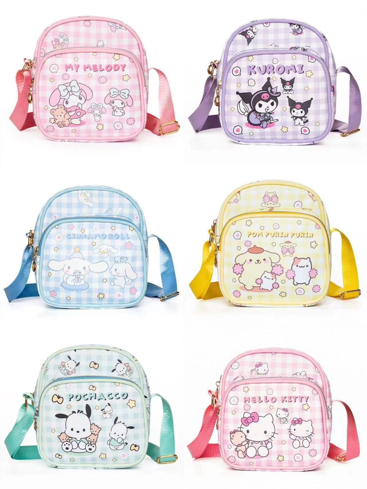 anime Kawaii Cinnamon Kuromi My Melody Pu Waterproof Sling Shoulder Bag Storage Small Portable fashion kids Square Bag