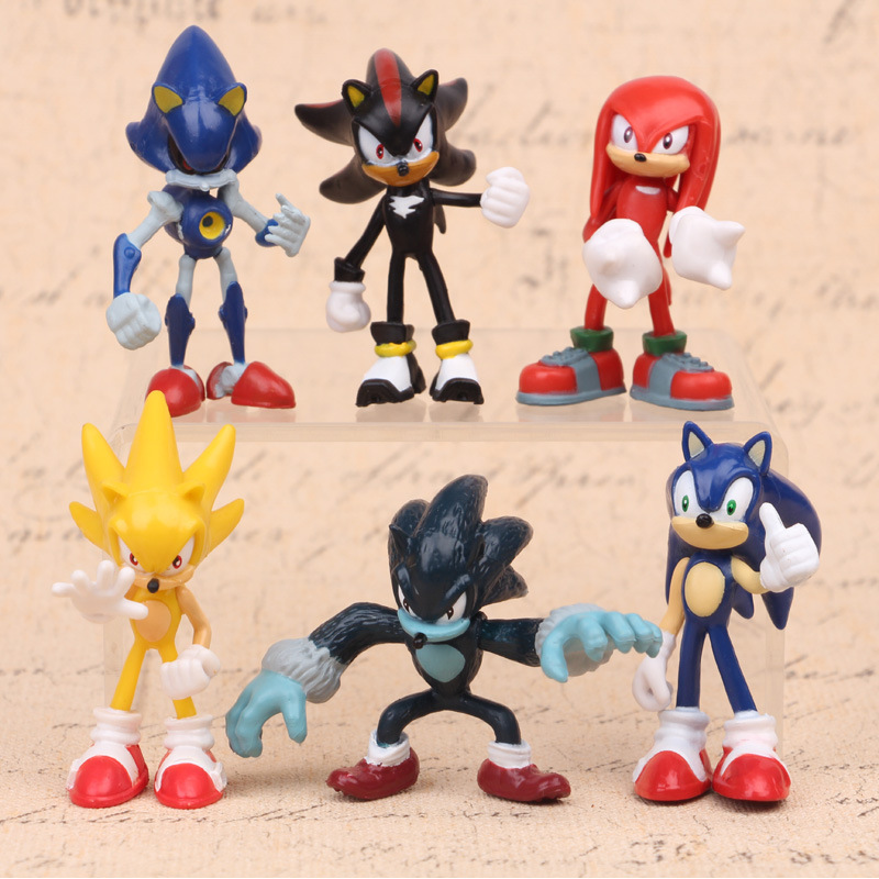 6pcs/set anime sonic figure 5-7cm kawaii cake car decor desktop doll gifts model collection tail sonic action figure toys