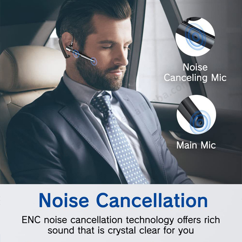 Office Business Wireless Headset ENC Noise Cancelling Headphone Hands Free Single Ear Computer Headset With Mic For Truck Driver