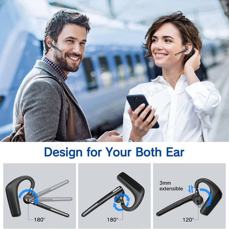 Office Business Wireless Headset ENC Noise Cancelling Headphone Hands Free Single Ear Computer Headset With Mic For Truck Driver