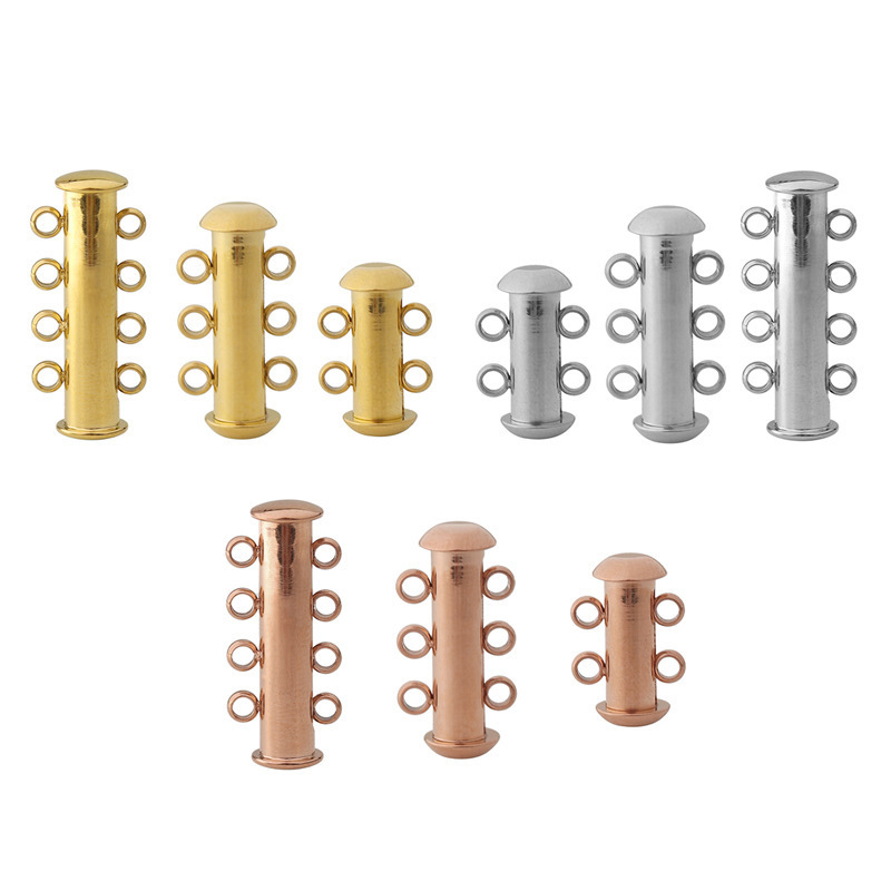 2 Row ,3 Row ,4 Row Loop Spring Ring Clasp Stainless Steel DIY Component Connector for Layer Chain Necklace