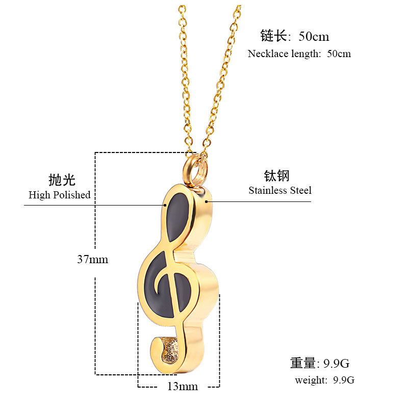 Eternal Life music note perfume design 316l stainless steel jewelry ashes pendant necklace urn locket for dead men