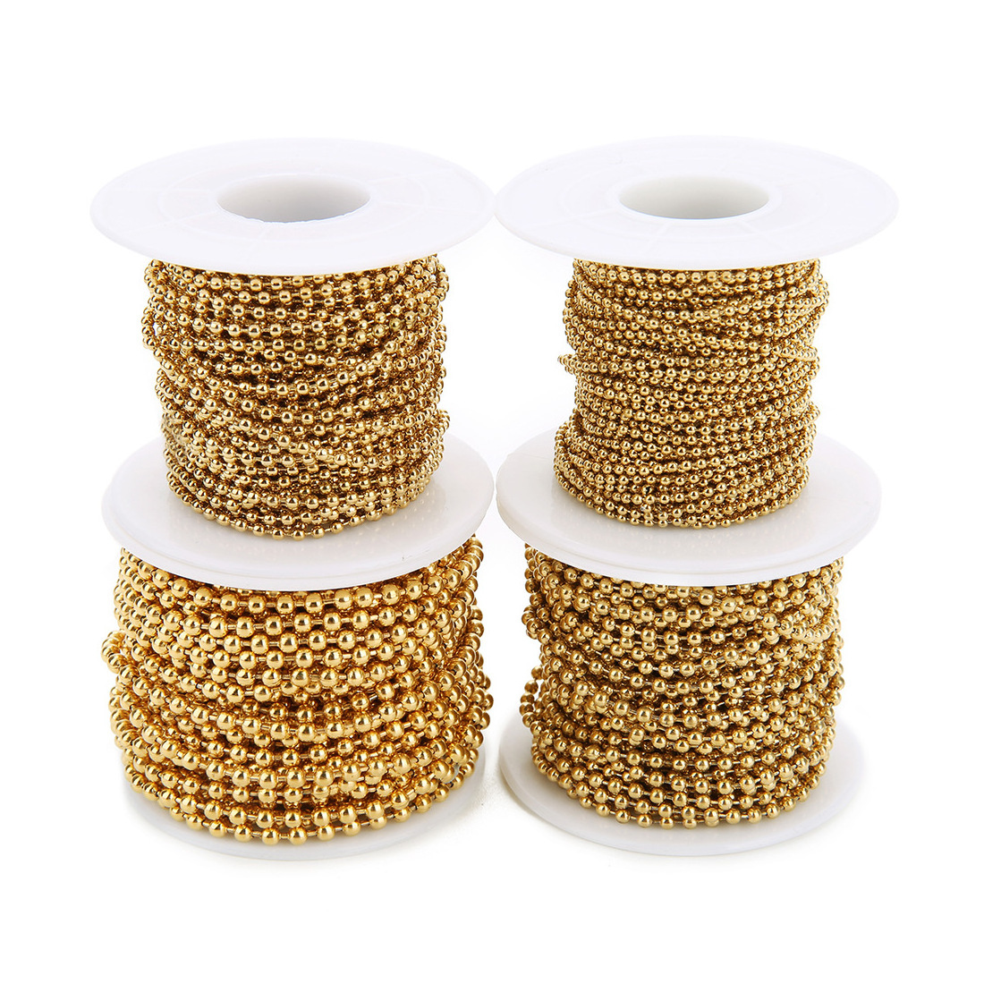 Fast Delivery 1.5mm 2mm 2.4mm 3mm stainless steel metal bead ball chain 10 Yards/Roll chain silver gold ball chain roll