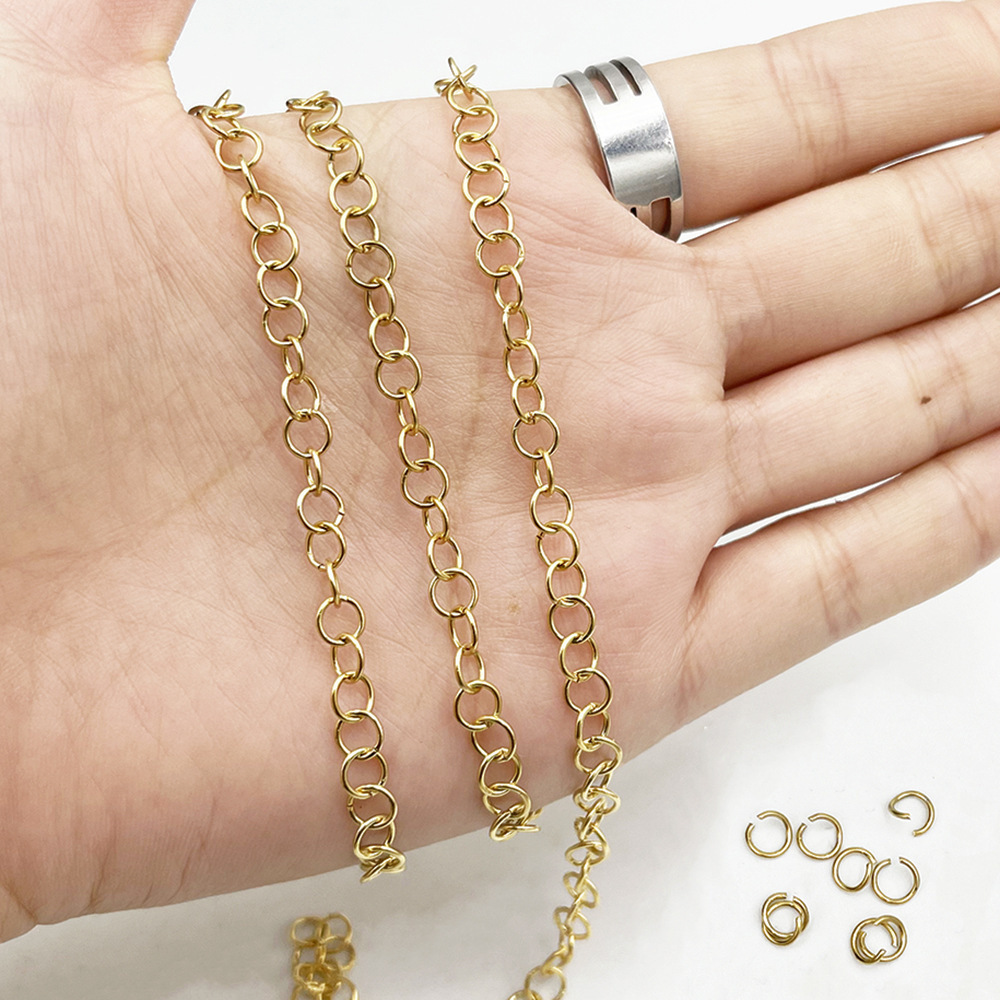 different size jump ring chain silver gold jewelry making Stainless Steel jewelry roll of chains jump ring for necklace making