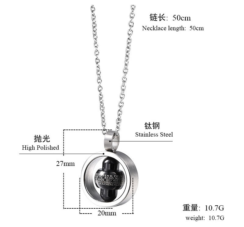 Europe America Bible Stainless Steel Ring Circle pendant Necklace religious cross design jewelry