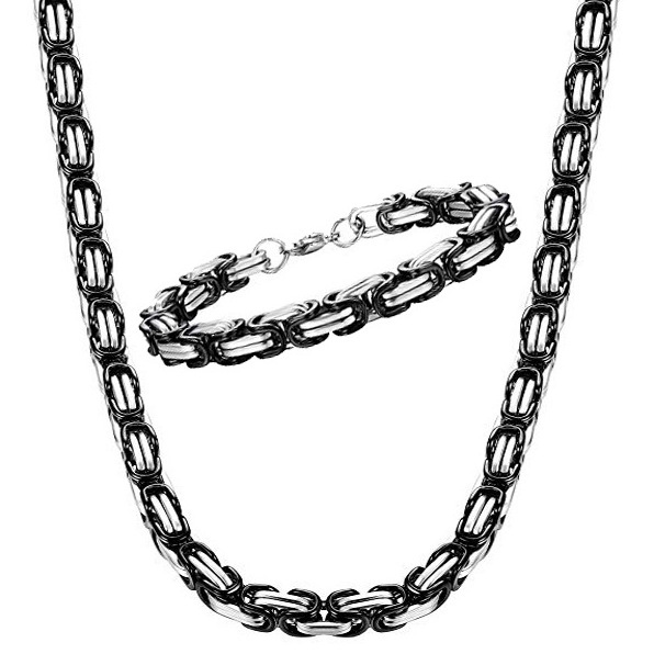 4mm size 55cm length stainless steel byzantine chain for men's heavy punk necklace jewelry