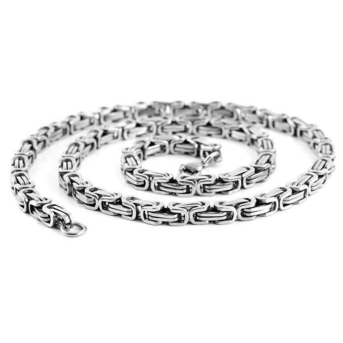 4mm size 55cm length stainless steel byzantine chain for men's heavy punk necklace jewelry