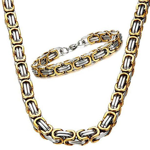 4mm size 55cm length stainless steel byzantine chain for men's heavy punk necklace jewelry