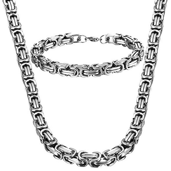 4mm size 55cm length stainless steel byzantine chain for men's heavy punk necklace jewelry