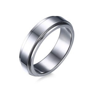 Cool Designs Shiny Finished Jewelry Black Plated Move Stainless Steel Spinner Ring for Men