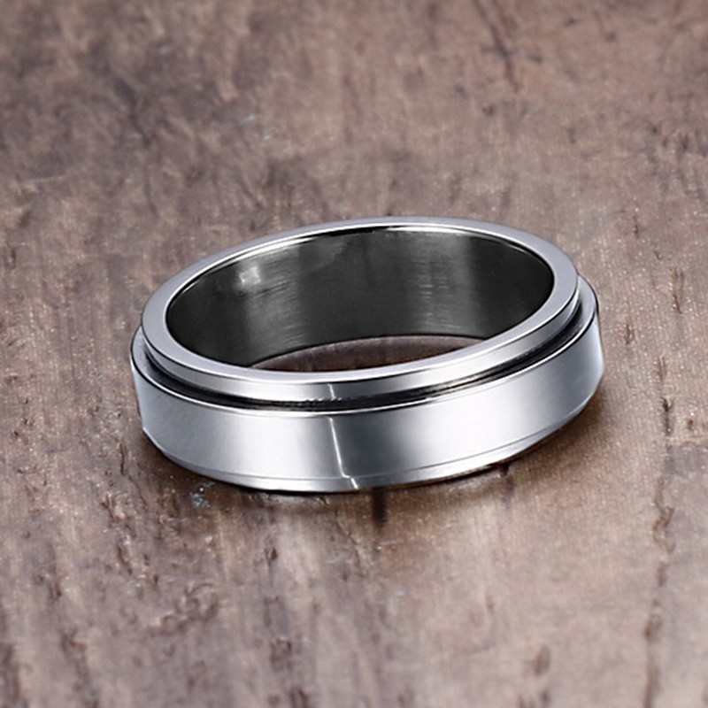 Cool Designs Shiny Finished Jewelry Black Plated Move Stainless Steel Spinner Ring for Men