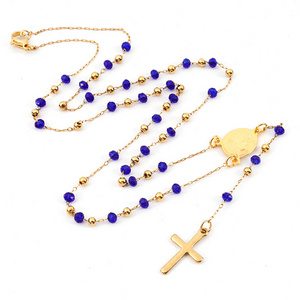 Stainless Steel Religious Jewelry Items Catholic Virgin Mary Chain Rosary 3.5mm 6mm Crystal Beads Rosary Women men Necklaces