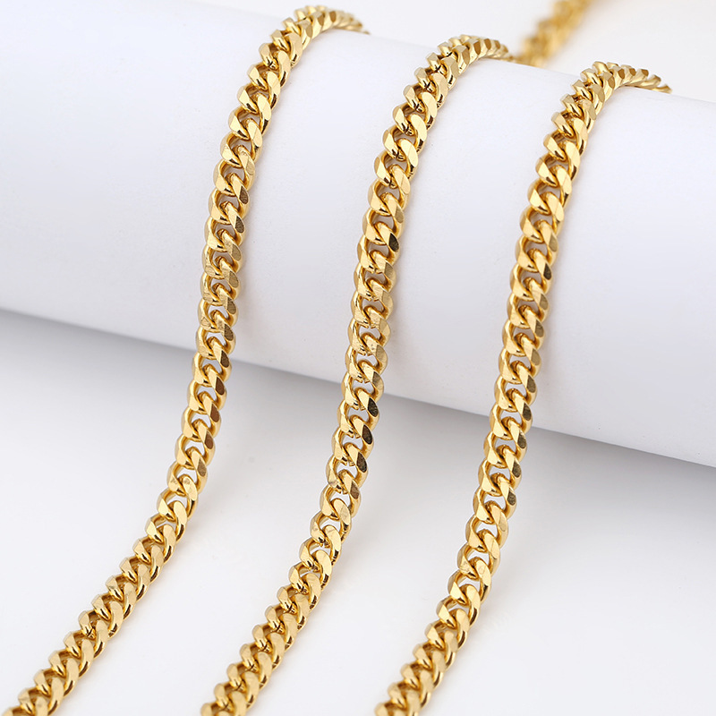 5meters/Roll New Models curb chain Jewelry Necklace Stainless Steel Silver 18K Gold Plated Curb Link Chain selling by meter