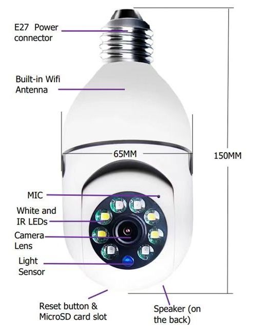 V380pro Icsee Ceiling Mount AC Power Bulb Light camera 360 Degrees wifi 1080p cctv light Bulb Camera