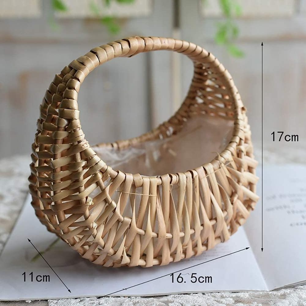 Hand-woven Wicker Willow Flower Baskets with Handles for Wedding Flower Arrangement