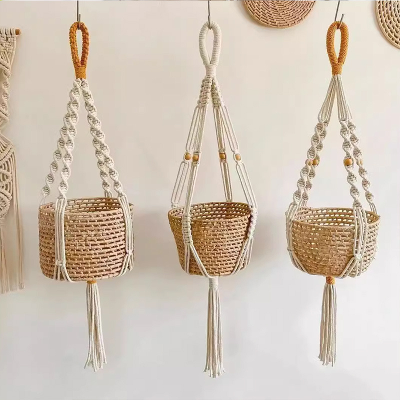 Hot Sale Planter Basket Hanging Set Indoor Flower Pot Holder Wall Hanging Macrame Plant Hangers