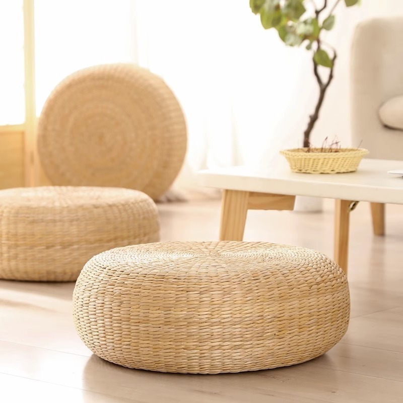 Wholesale Handcraft Knitted Straw Mat Cushion Yoga Meditation Futon Seat Cushion