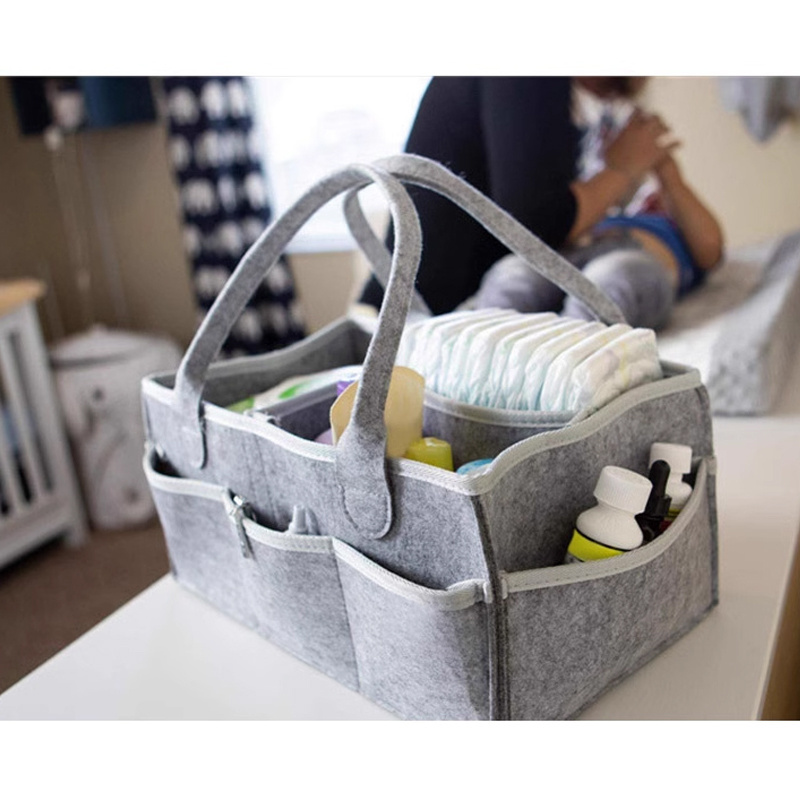 Baby Diaper Caddy Organizer Nursery Boys Girls Nursery Storage Bin Car Nursery Holder Tote with Removable Compartments