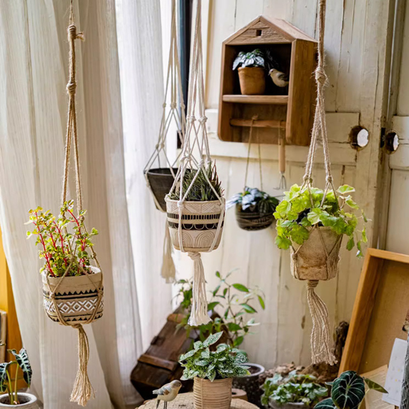 Hot Sale Planter Basket Hanging Set Indoor Flower Pot Holder Wall Hanging Macrame Plant Hangers