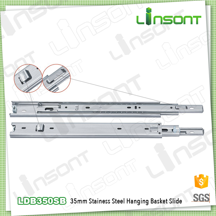 35mm kitchen hardware full extension stainless steel hanging drawer slides heavy duty drawer glides Factory