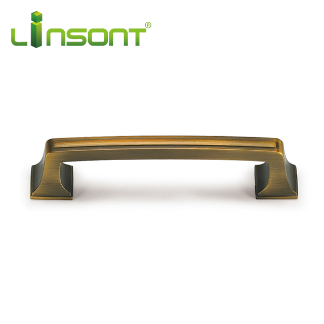 Hot Sale Linsont cabinet accessories zinc alloy 4 replacement antique gold dresser drawer pulls Reliable Supplier