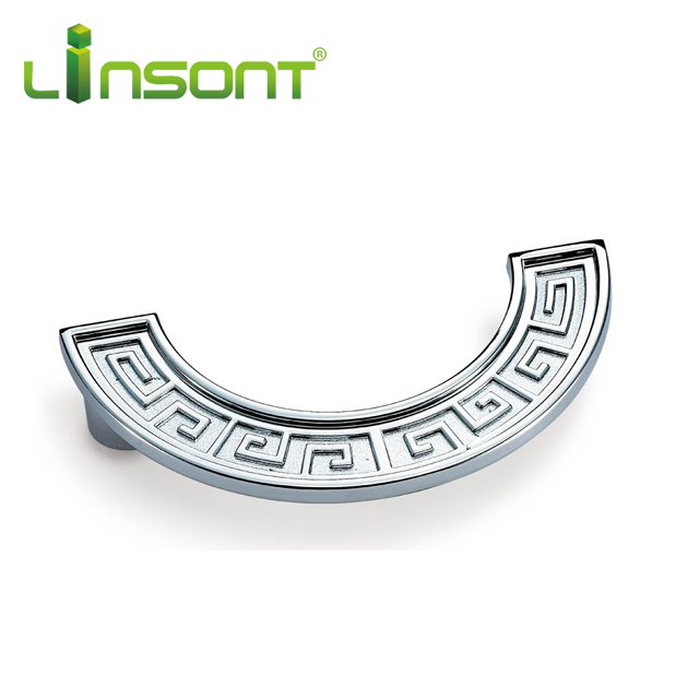 Linsont Modern bedroom home furniture hardware half moon cabinet handle half round drawer pulls zinc alloy  handle for furniture Reliable Supplier