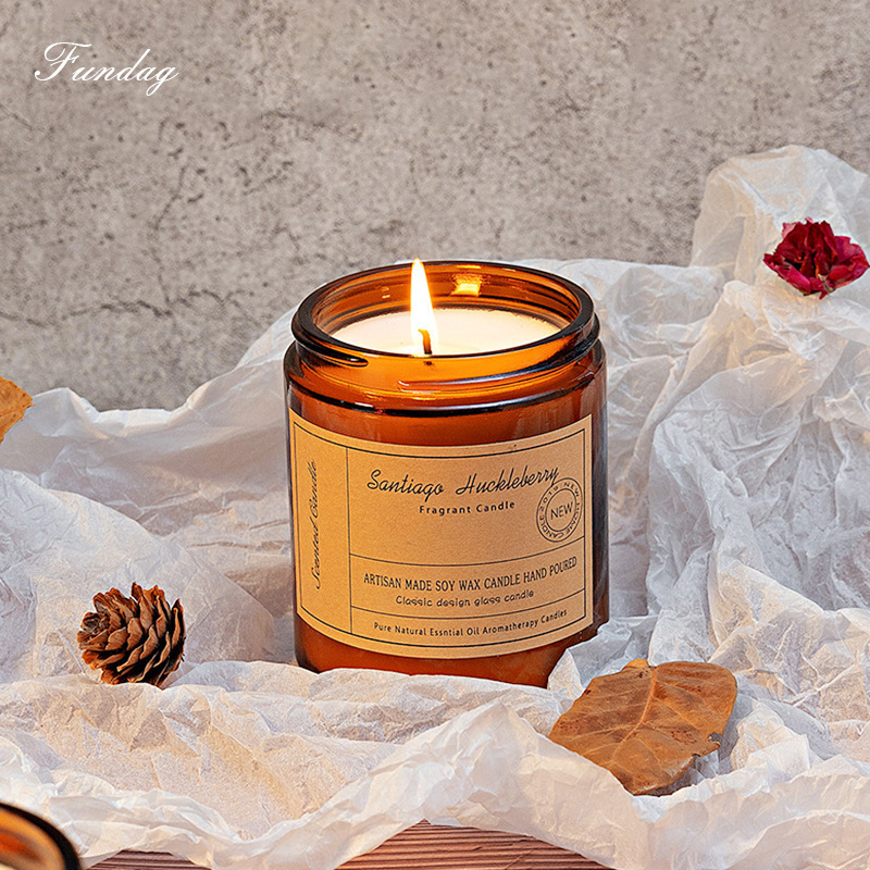 Factory Directly Supply 2023 Hot Sell Amber Glass Jar Scented Candle OEM Luxury Aromatherapy Candles