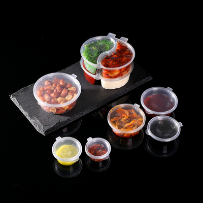 Disposable 30ml 1/2/3/4/5 Oz Small Mini Condiment Sauce Cup With Lid Clear Cups Dipping Sauce Container for Sauce