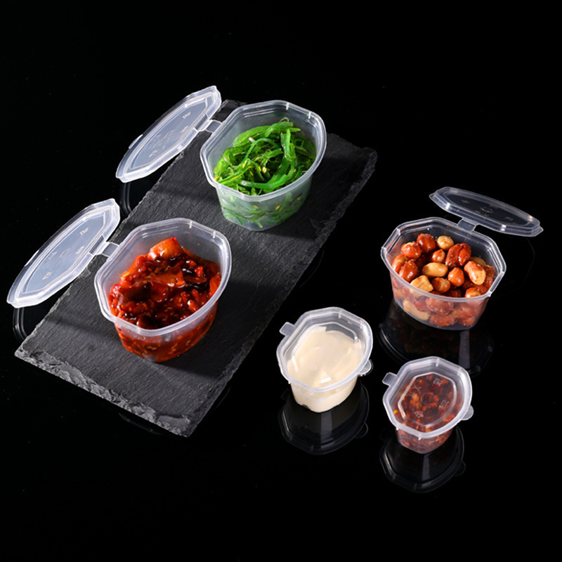 Disposable 30ml 1/2/3/4/5 Oz Small Mini Condiment Sauce Cup With Lid Clear Cups Dipping Sauce Container for Sauce