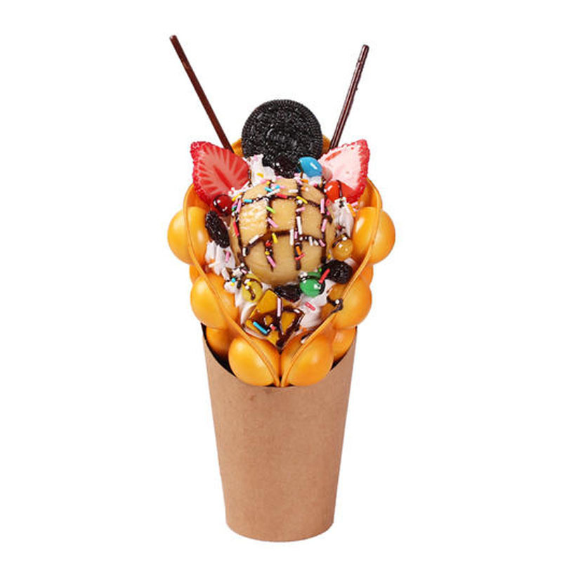 Waffle Box Crepe Cone Waffle Paper Packaging Cone Holder Bubble Tea Waffle Packaging