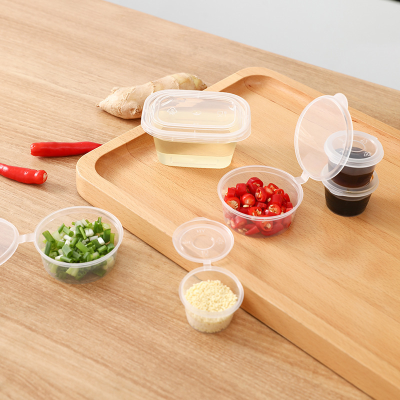 Disposable 30ml 1/2/3/4/5 Oz Small Mini Condiment Sauce Cup With Lid Clear Cups Dipping Sauce Container for Sauce