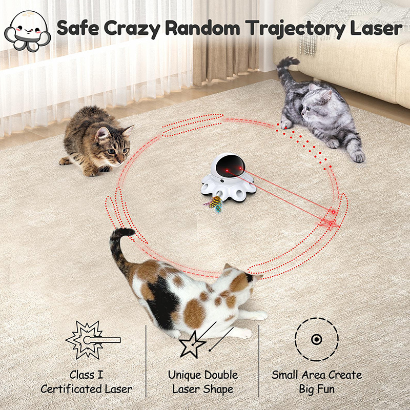 Custom Laser Whack a Mole Cat Playing Toy Automatic Rolling Smart Training Cat Interactive Toy