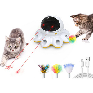 Laser & Whack a Mole Cat Toy Automatic Rolling Smart Training  Cat Playing interactive puzzle game toys