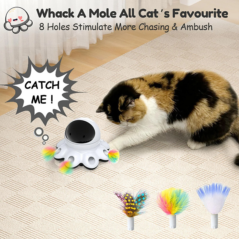 Laser & Whack a Mole Cat Toy Automatic Rolling Smart Training  Cat Playing interactive puzzle game toys