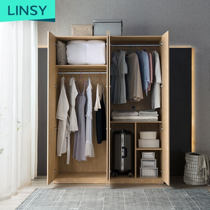 Linsy Hot Saling Wardrobe Bedroom Furniture Wardrobes Wooden Wood 2 Panel Bifold Interior Folding Closet Doors DV1D