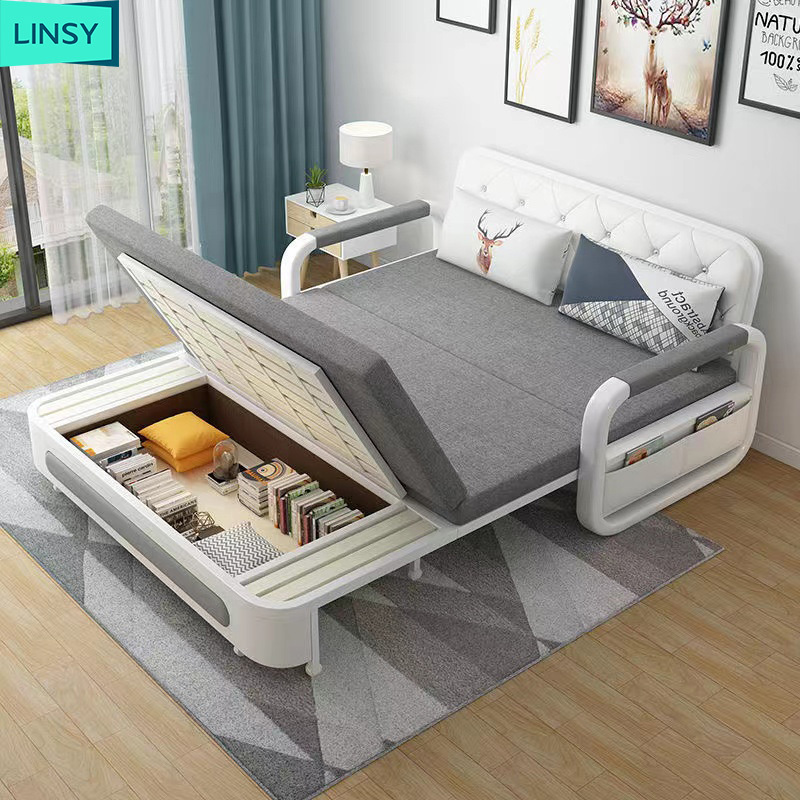 Linsy High Quality Sofa Bed Folding With storage Sofa Cum Bed Living Room Multi-Functional Flip Fabric Sofa Bed With Armchair