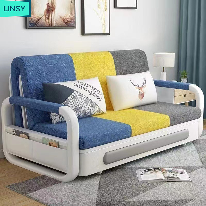 Linsy High Quality Sofa Bed Folding With storage Sofa Cum Bed Living Room Multi-Functional Flip Fabric Sofa Bed With Armchair