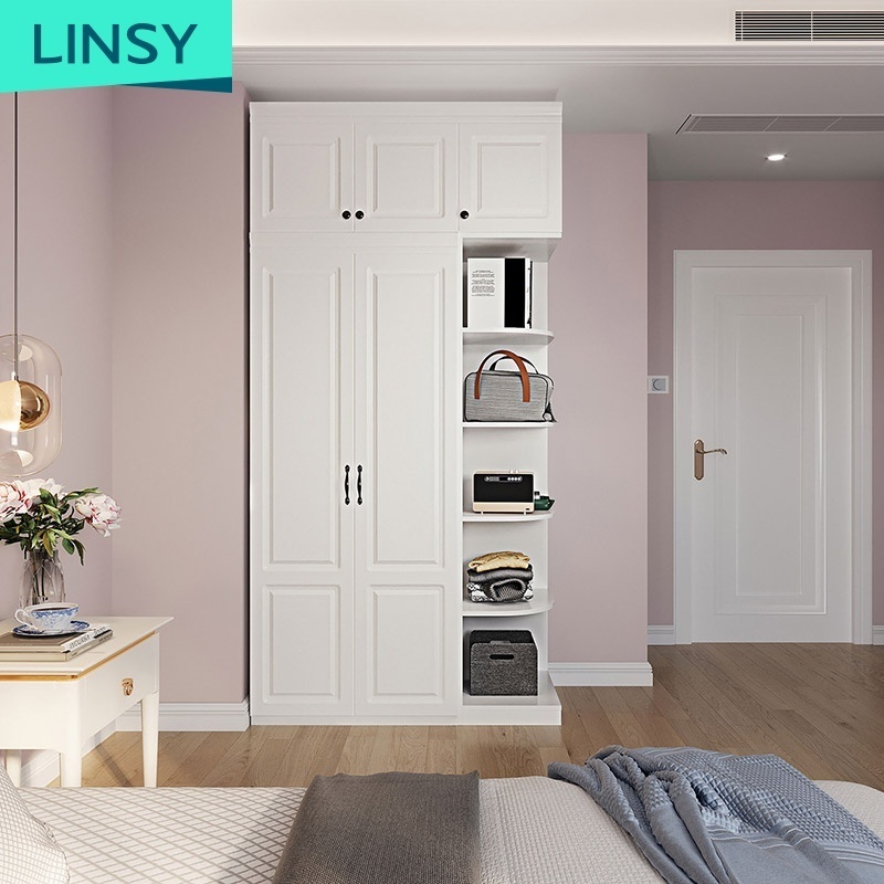 Linsy French Style Simple Cheap Mini Single Industrial Plywood Small Size Mdf Bedroom Wardrobe Designs JO1D