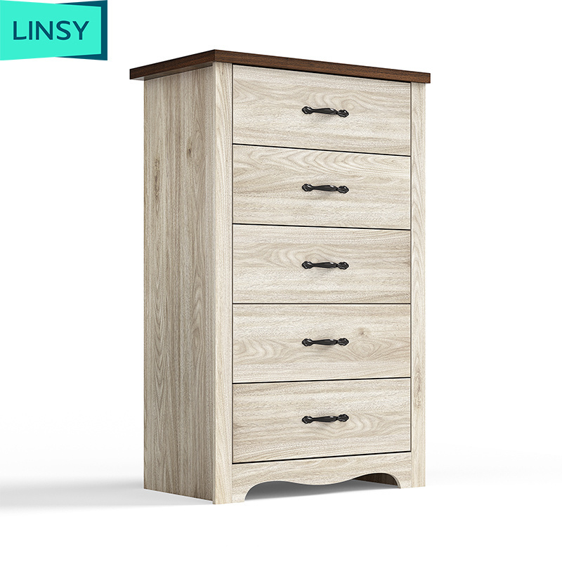 Linsy Factory Direct Price 5 Drawer Living Room Cabinet Wooden Drawer Storage Bucket Cabinet