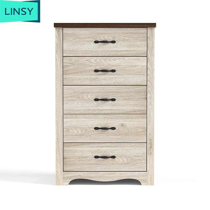 Linsy Factory Direct Price 5 Drawer Living Room Cabinet Wooden Drawer Storage Bucket Cabinet