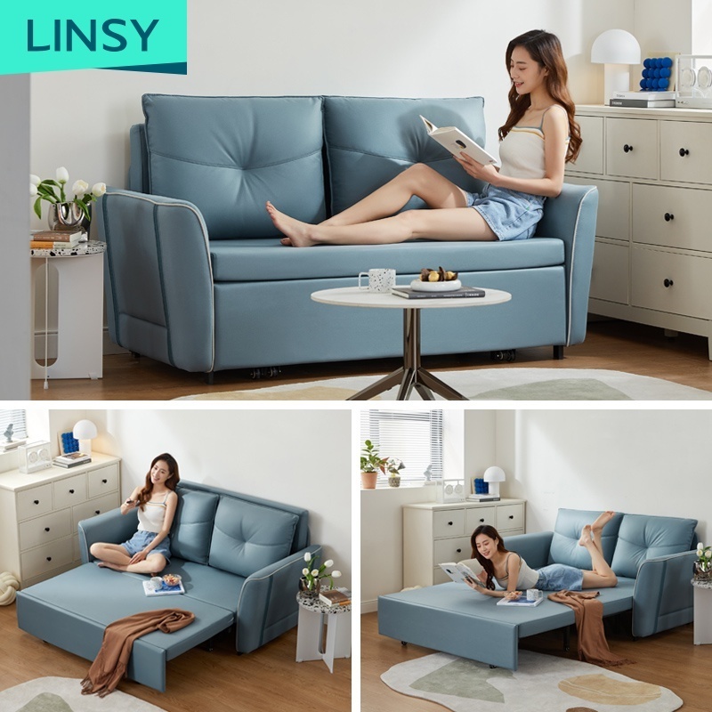 Linsy Fashion Velvet Sofabed 5 In 1 Foldable Wood White Futon Sofa Bed G013