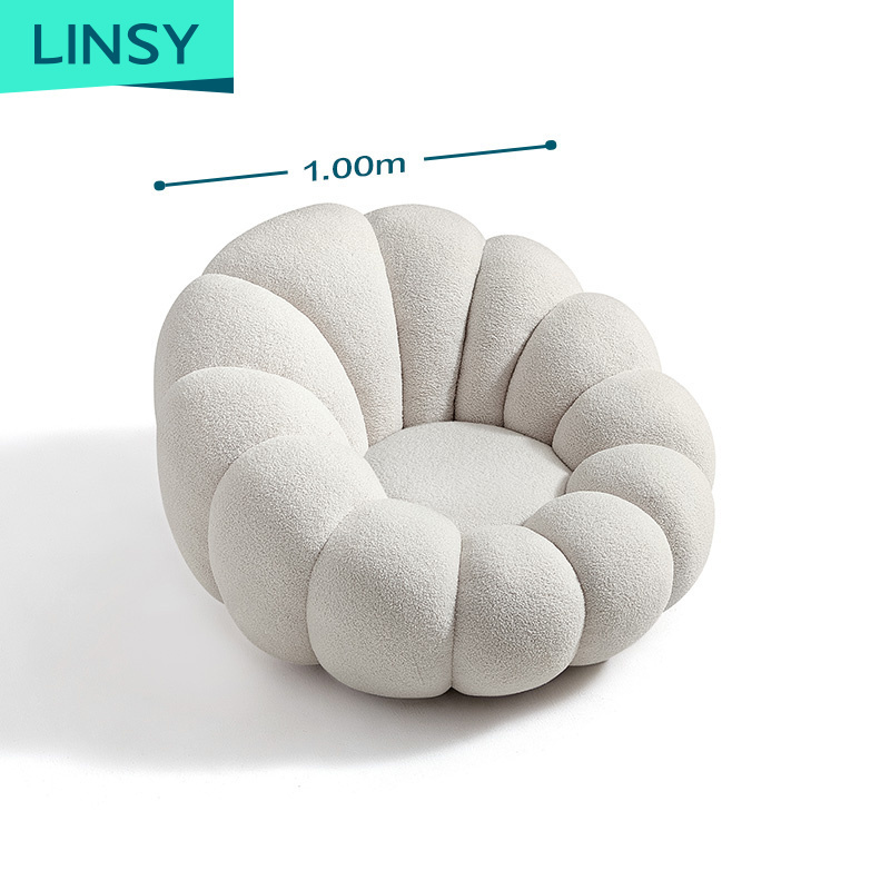 Living room Cream White Bean Bag Sofa Lazy Pumpkin Shaped single lazy plush sofa