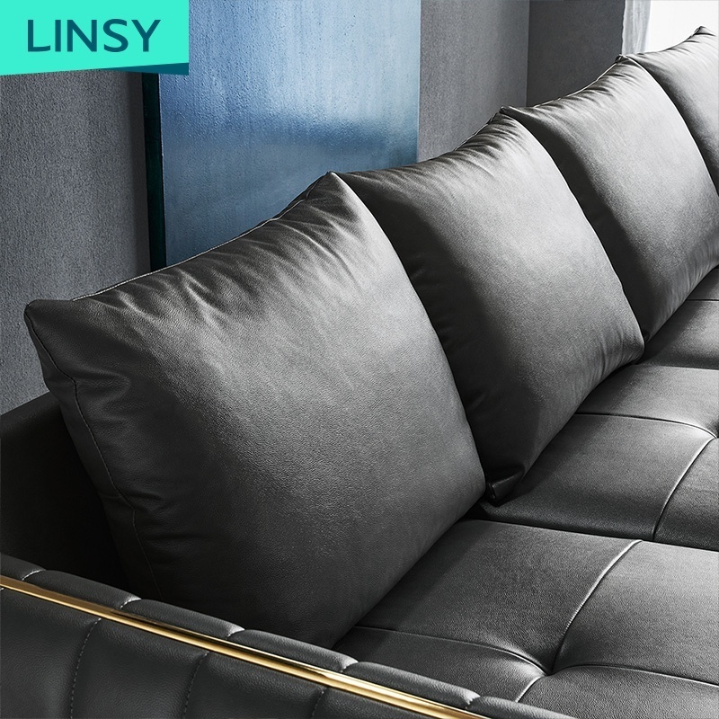 Linsy Home nordic full grain leather sofa furniture living room luxury  three seat conner sofa S051