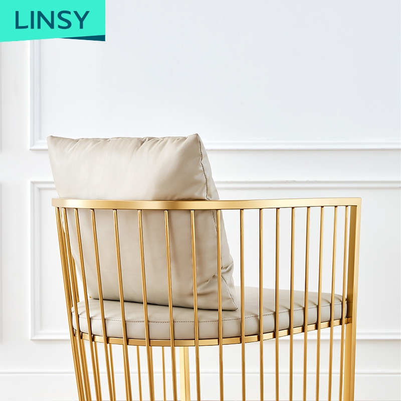 Linsy China Foshan French High Back Gold Stainless Steel Chair For Living Room Lounge Chairs Italian Louvre Mall 215+1