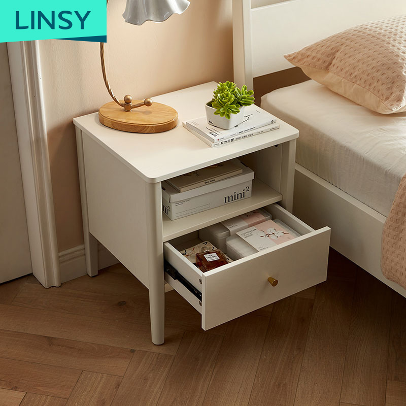 Linsy Bedroom Furniture Night Stand Hidden Compartment Wooden Legs Bedside Table