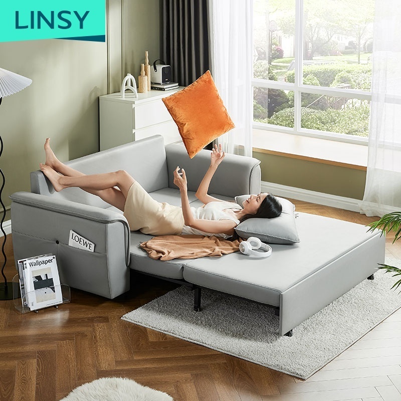 Linsy Home Use Sofa Cum Bed Fabric Folding Living Room Furniture Muebles Sofa Cama Individual Economical LS500FC1